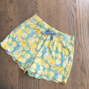 Vineyard Vines Preppy Shorts Lemon Pattern Size M 10-12 Blue Yellow